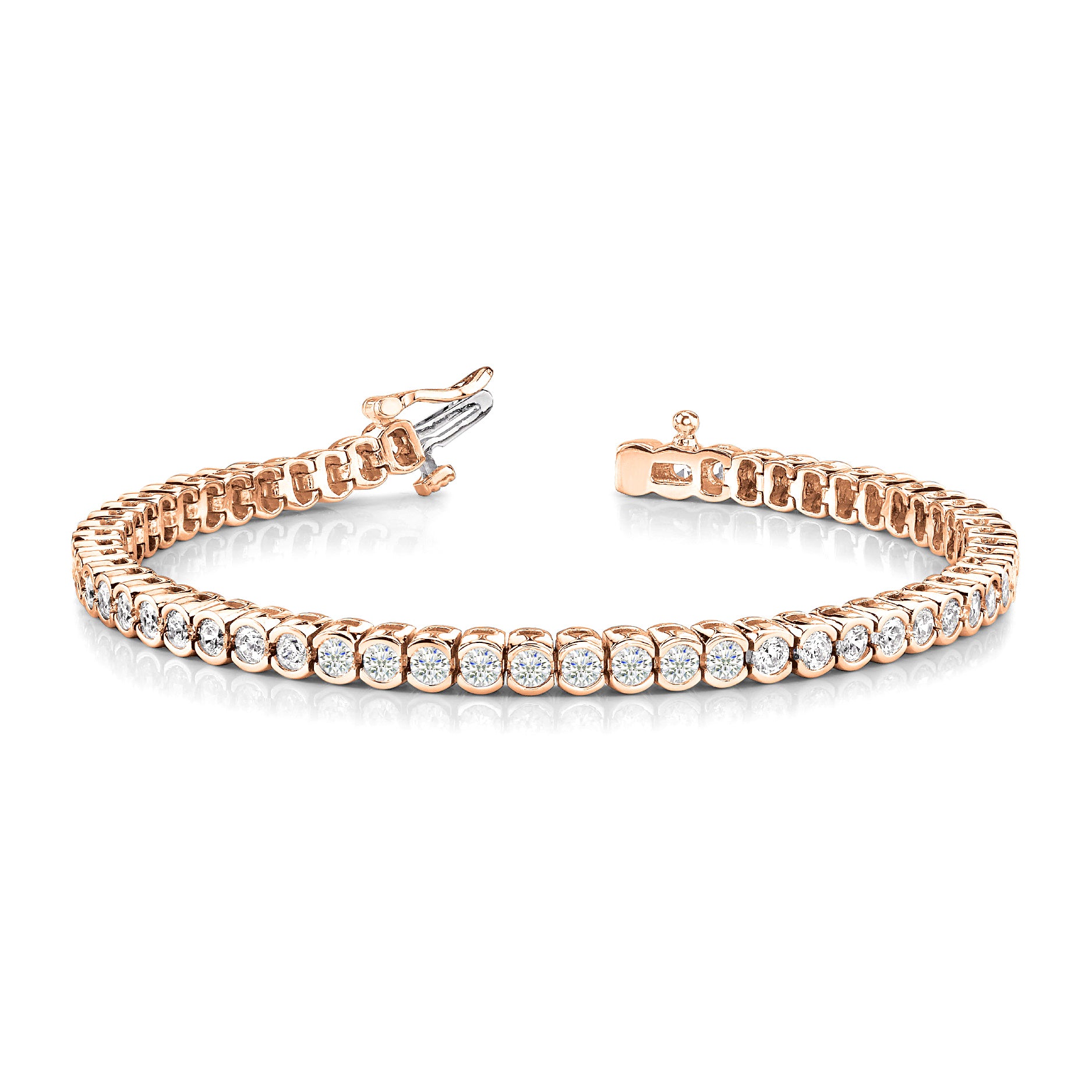 4.00 ctw Round Diamond Bezel Set Tennis Bracelet-VIRABYANI